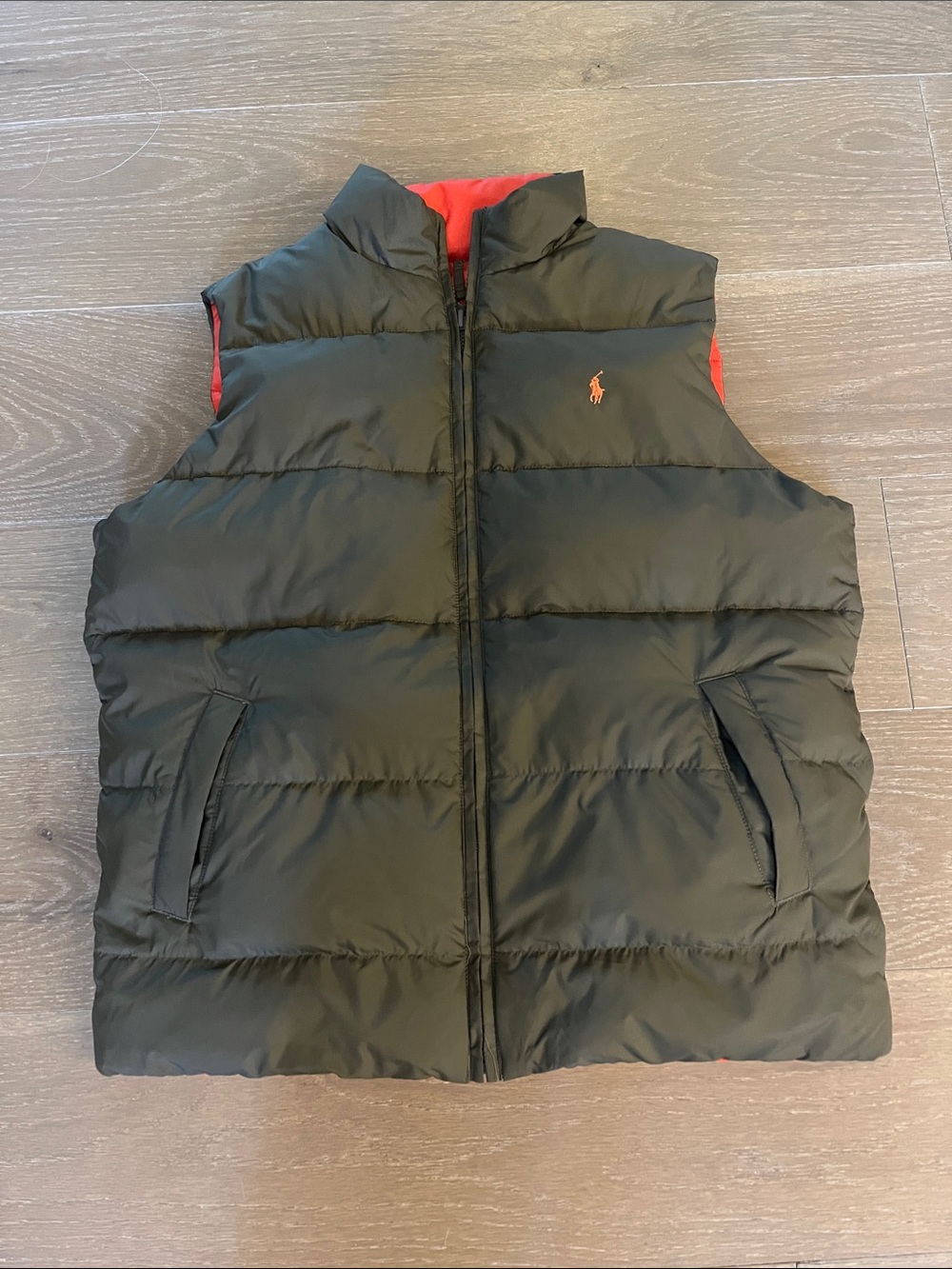 Polo Ralph Lauren Big Boys Reversible Vest Olive Green and Orange size 14/16